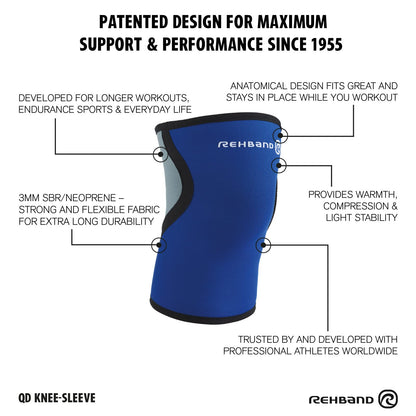 Rehband light Knee Support 3mm, Knee Sleeve for Endurance & Fitness, more stability and movement control during workout, Colour:Blue, Size:X-Large