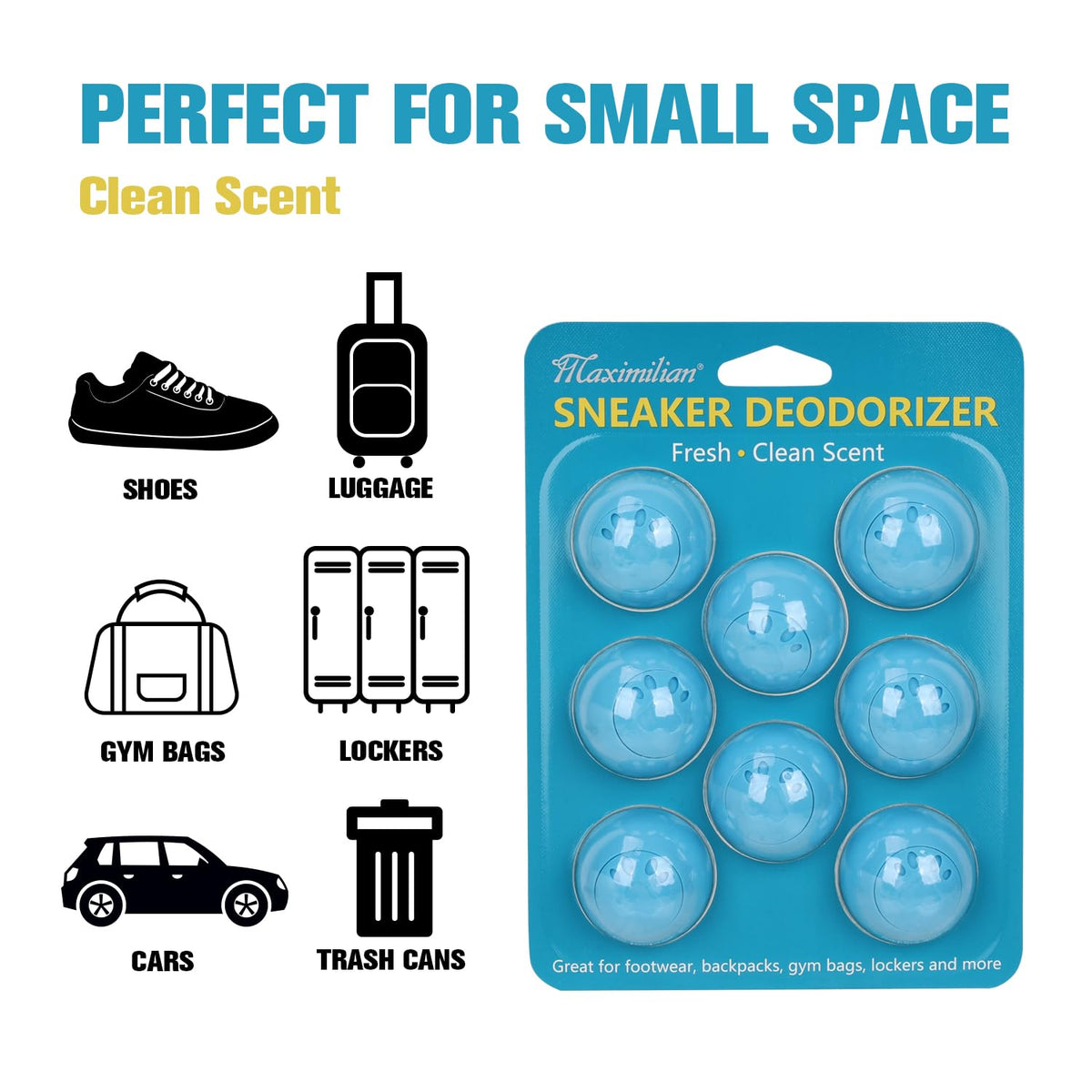 MAXIMILIAN Blue Shoe Deodorizer Balls 8pcs Professional Sneaker Balls