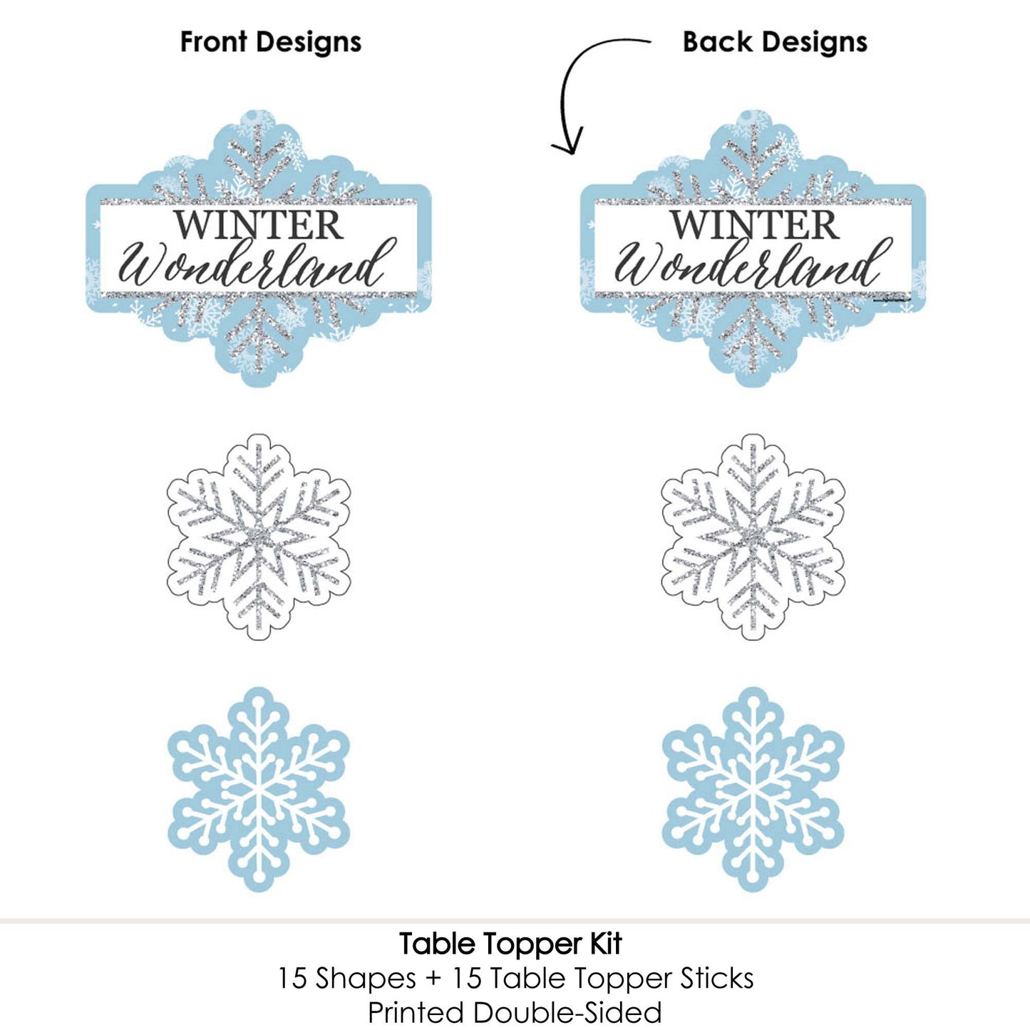 Big Dot of Happiness Winter Wonderland - Snowflake Holiday Party and Winter Wedding Party Centerpiece Sticks - Table Toppers - Set of 15
