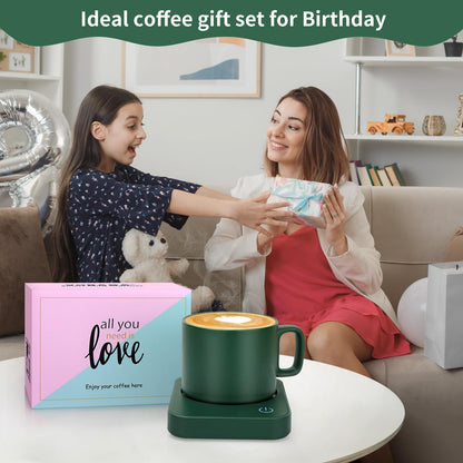 VOBAGA Mug Warmer Set, Coffee Warmer for Desk with 11oz Ceramic Mug, Auto Shut Off & 3-Temp Settings, Smart Coffee Cup Warmer, Home Office Essentials Coffee Set