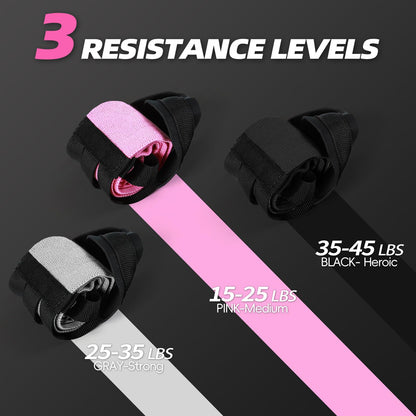 Pedal Resistance Bands with Handles, Upgrade Adjustable Manual Tension Training Pedal, Fabric Resistance Band with Wood Handles, Multifunction Fitness Bands for Abdomen, Waist, Arm, Leg (Black)