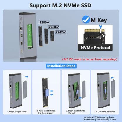 Laptop Docking Station Dual Monitor for Dell/HP/Lenovo/Mac, HDMI Splitter for Dual Monitors Extended Display, Dual Monitor Adapter 4K@60hz, USB C Docking Station for Laptop with HDMI/USB/PD/SD/TF