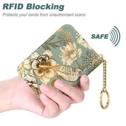 Nipichsha Women's Small RFID Blocking Credit Card Wallet, Blooming Flowers, Leather, Slim and Compact, 4.33 x 3.15 in