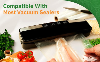 EverFresh 11" x 25' Vacuum Sealer Rolls, 4 Pack | 15% THICKER Embossing | Compatible with FoodSaver Machines, BPA Free, Commercial Grade Food Sealer Bags
