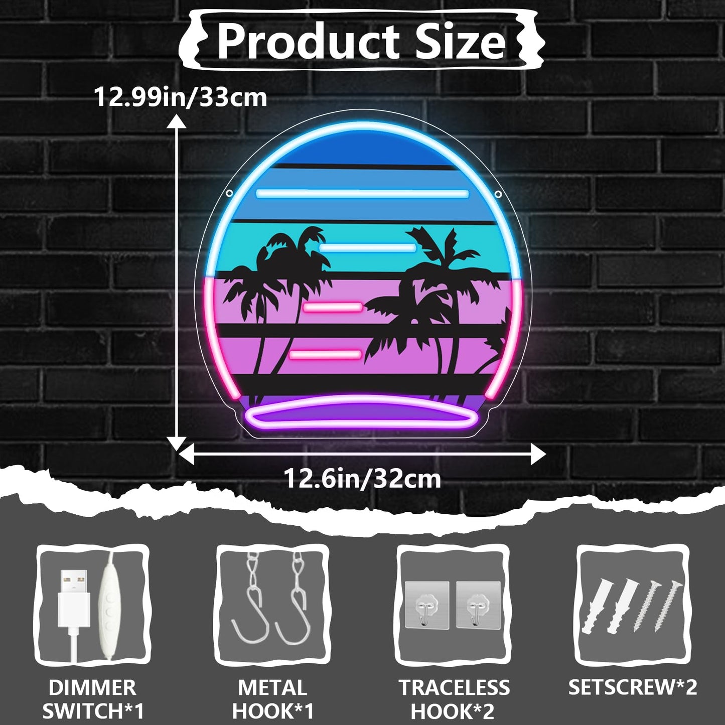 Tropical Neon Sign, Coconut Palm Tree Neon Lights for Wall Decor, LED Light up Bar Signs for Bar Beach Theme Bedroom Restaurant Party Pub Club Decor,Gift for Man Boys Girls