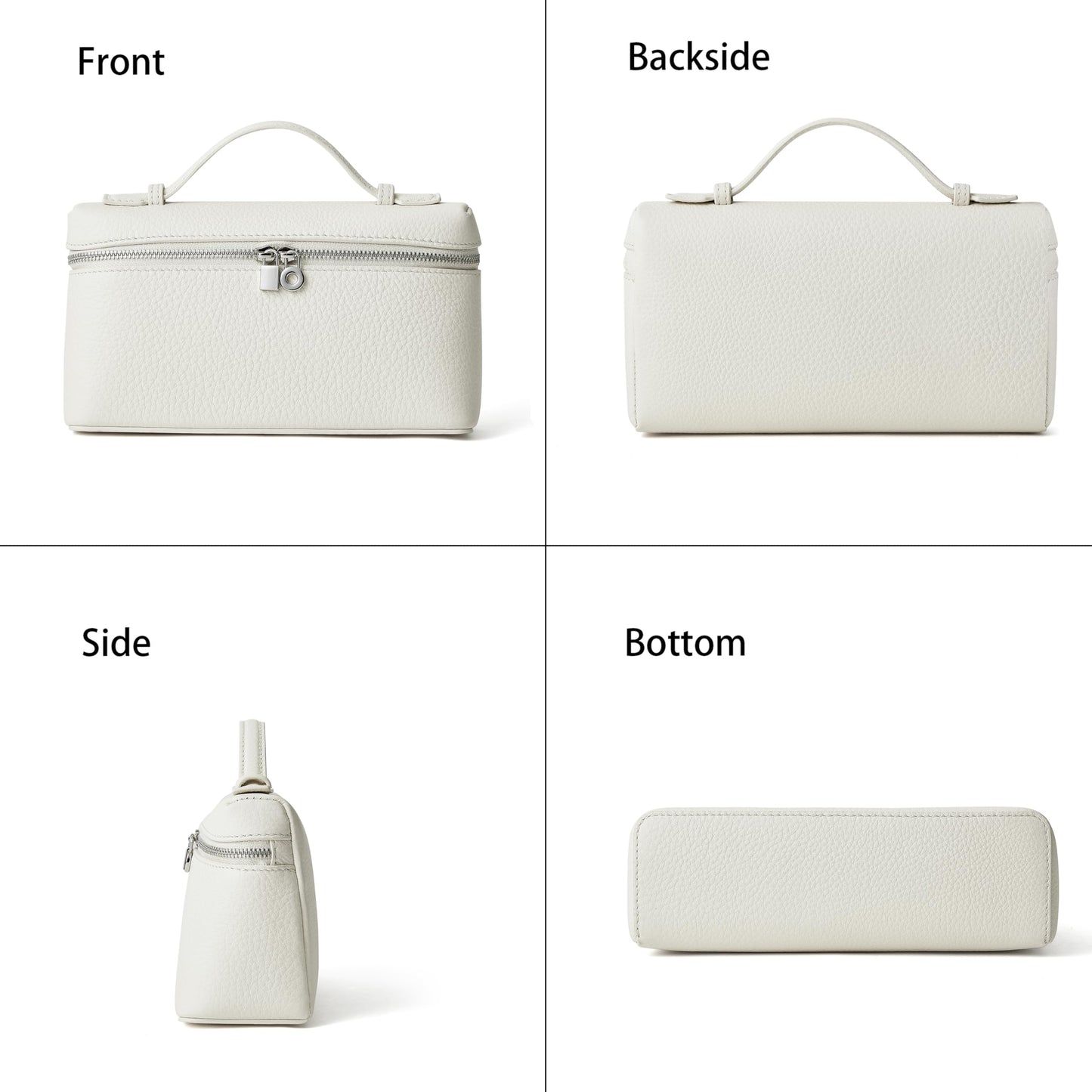 DORIS&JACKY Small Leather Crossbody Bag for Women, Designer Mini Top Handle Clutch Phone Bag with Adjustable Shoulder Strap (White)
