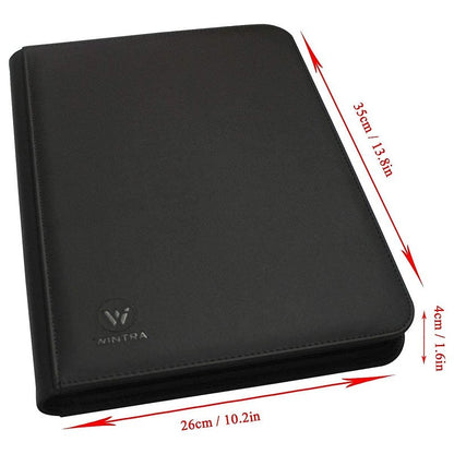 WINTRA Premium 360 Pockets Black Zippered Playing Card Binder - Sturdy Trading Card Holder Album ，9 Pocket Side Loading Card Folder with 20 Sheet Sleeves for Trading and Sports Cards
