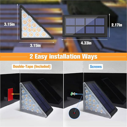 VOLISUN Solar Step Lights for Outside, Solar Stair Lights Outdoor Waterproof IP67, LED Outdoor Step Light, 80 Lumen, Deck Light for Outside Step, Front Porch and Patio(Black,6 Pack)