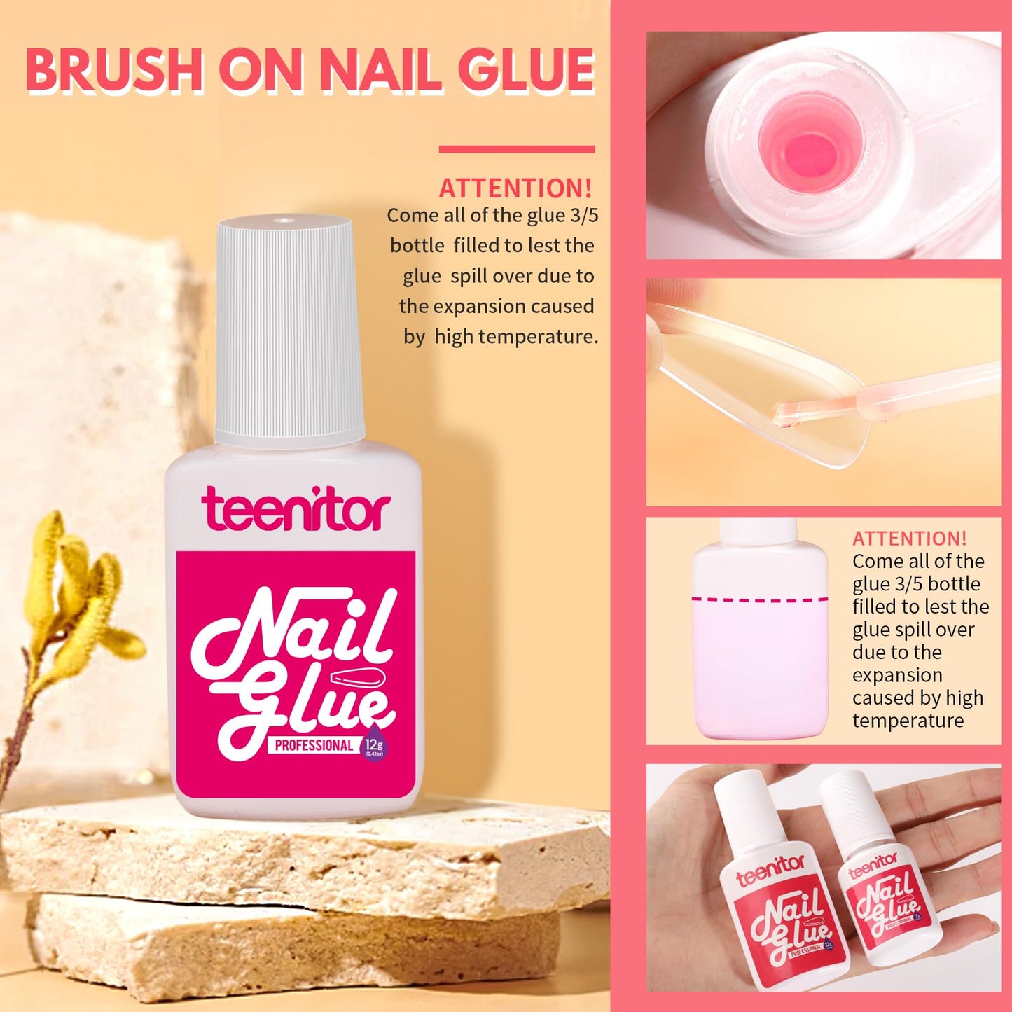 Teenitor Clear Coffin Nail Tips Set, Long Acrylic Nail Kit Full Cover Clear Press On Nails, 600 Pcs Fake Nails with Glue, Acrylic Nail Clipper Files and Buffer Polisher