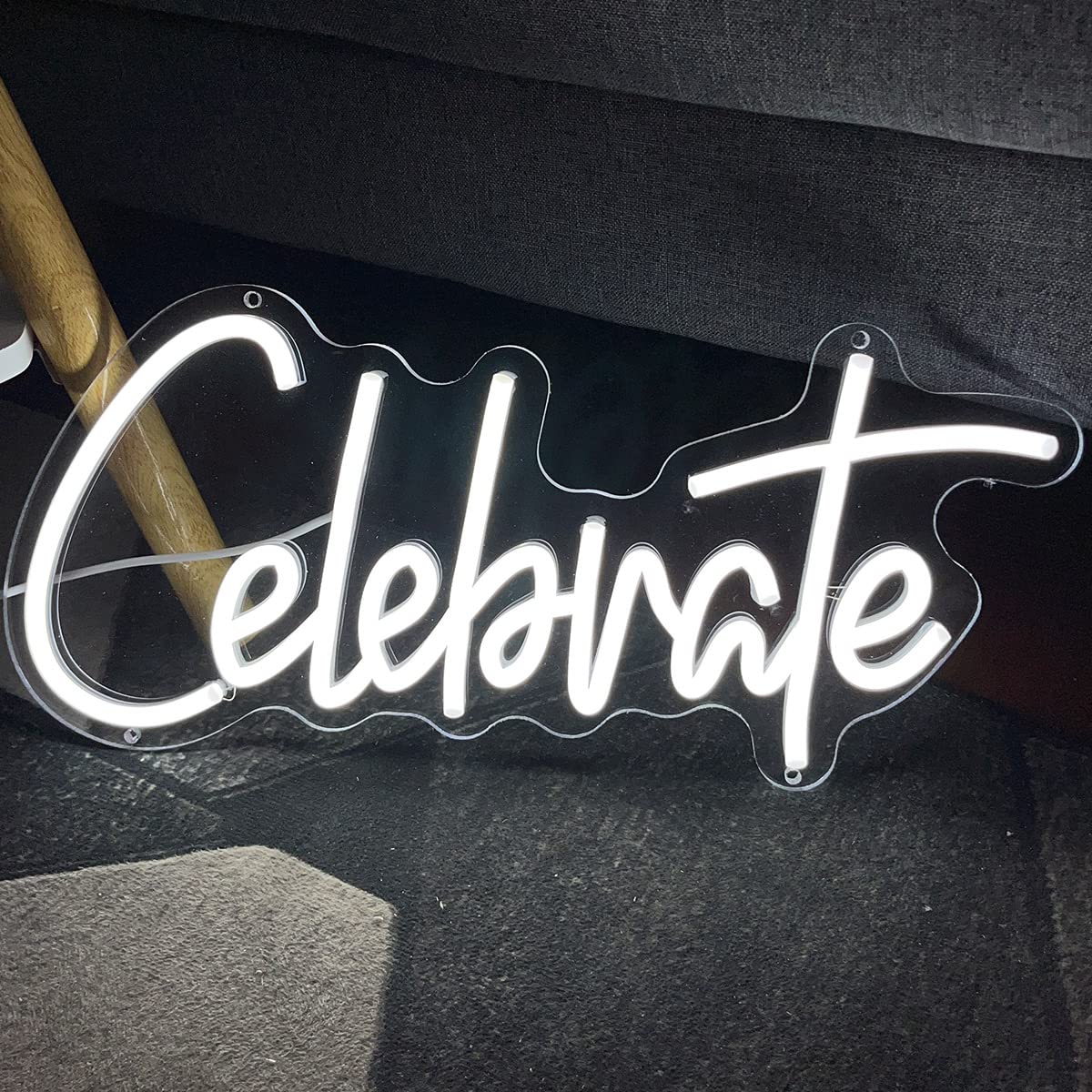 Neon Sign The Celebrate for Wall Decor Custom Light Up Sign Indoor Bedroom Home Decor LED Neon Light Sign Large Backdrop Flex Birthday Wedding Christmas Living Room Business Gift,White 40×18.7 CM