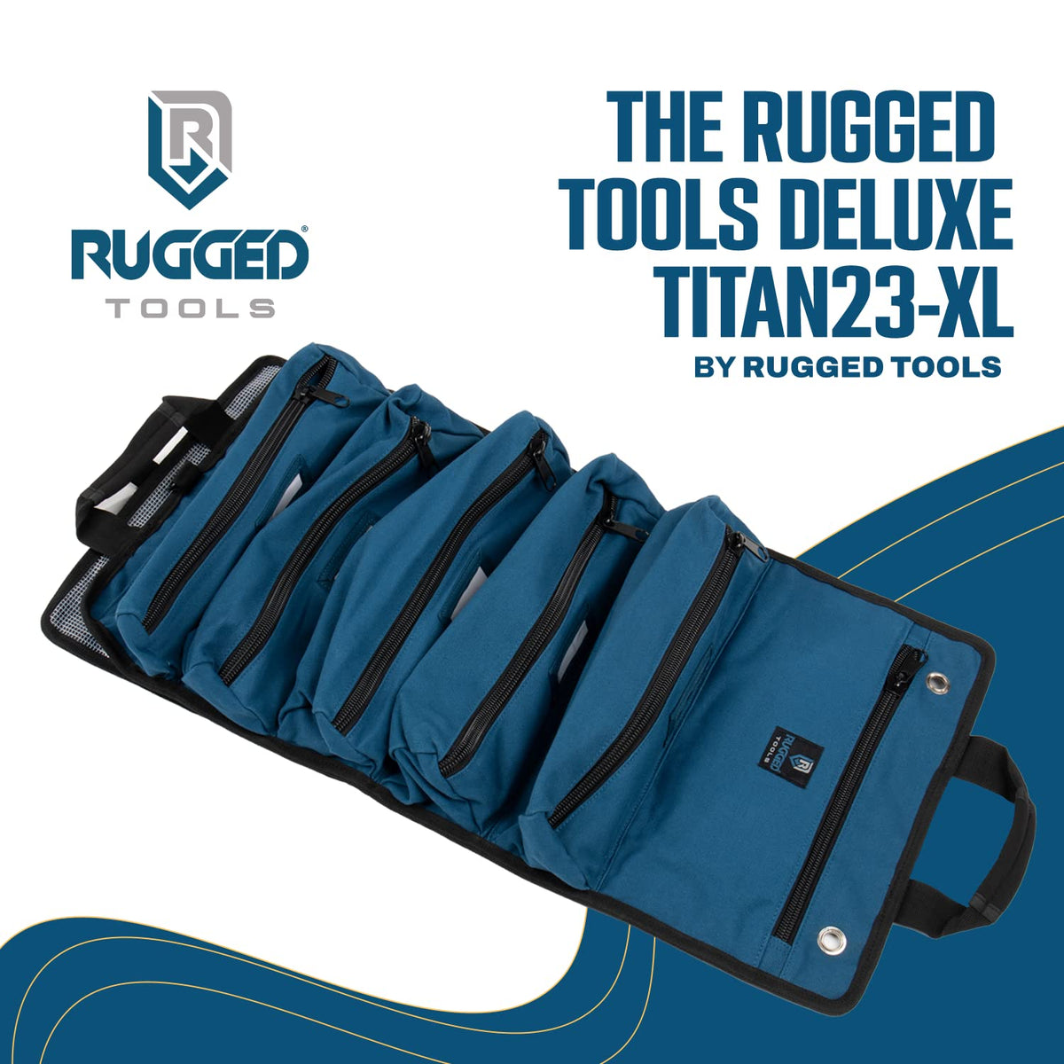 Rugged Tools Titan23-XL Tool Roll - Wrench Roll & Organizer - Canvas Tool Bag & Tool Pouch for Electrician, HVAC, Plumber, Carpenter or Auto Mechanic