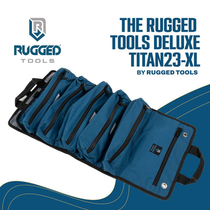 Rugged Tools Titan23-XL Tool Roll - Wrench Roll & Organizer - Canvas Tool Bag & Tool Pouch for Electrician, HVAC, Plumber, Carpenter or Auto Mechanic
