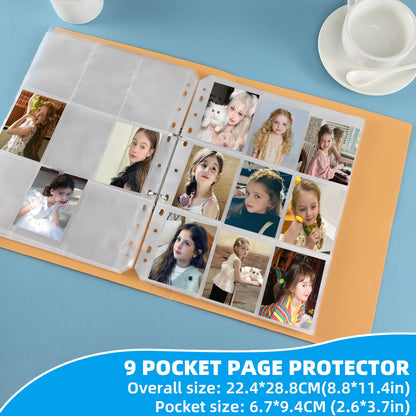 300 Pack 9 Pocket Card Sleeves Binder Sheets，Holds 5400 Cards, Clear Trading Card Sleeve Pages Protector for Trading Card Binder Sleeves Fit for Baseball,Football,Game,Business Cards