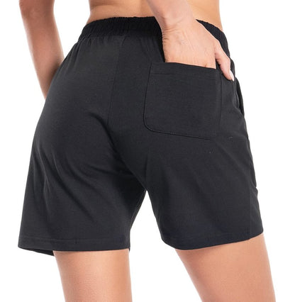 Women's Cotton Shorts 5" Sweat Bermuda Pull on Shorts with Deep Pockets for Lounge Gym Yoga Walking Athletic
