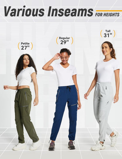 baleaf Women's Hiking Pants Quick Dry Lightweight Water Resistant Stretch Cargo Pants with Zipper Pockets Travel Camping 29''-Glacier Gray L