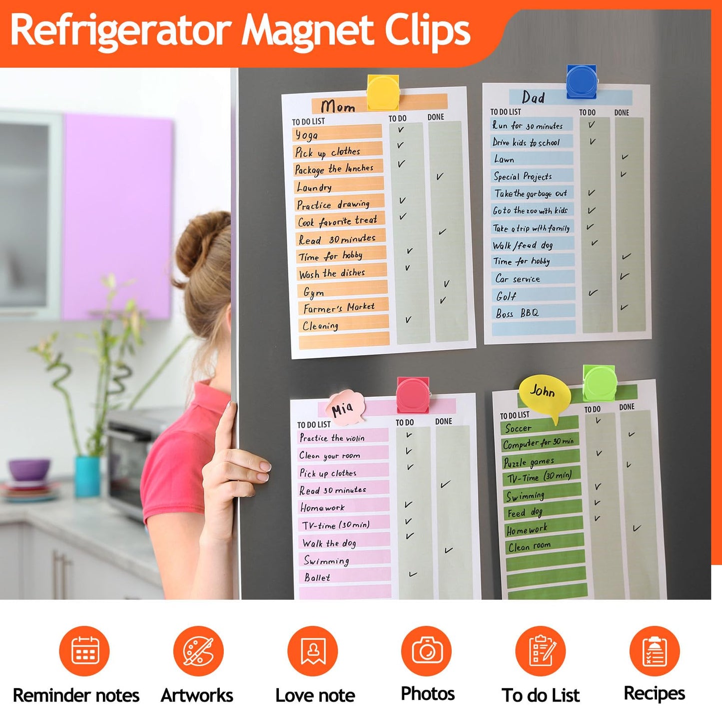 Tenceur 54 Pcs Metal Magnetic Clips Heavy Duty Refrigerator Whiteboard Magnet Clip for Office Classroom Teacher School Locker Supplies(Multi Color)