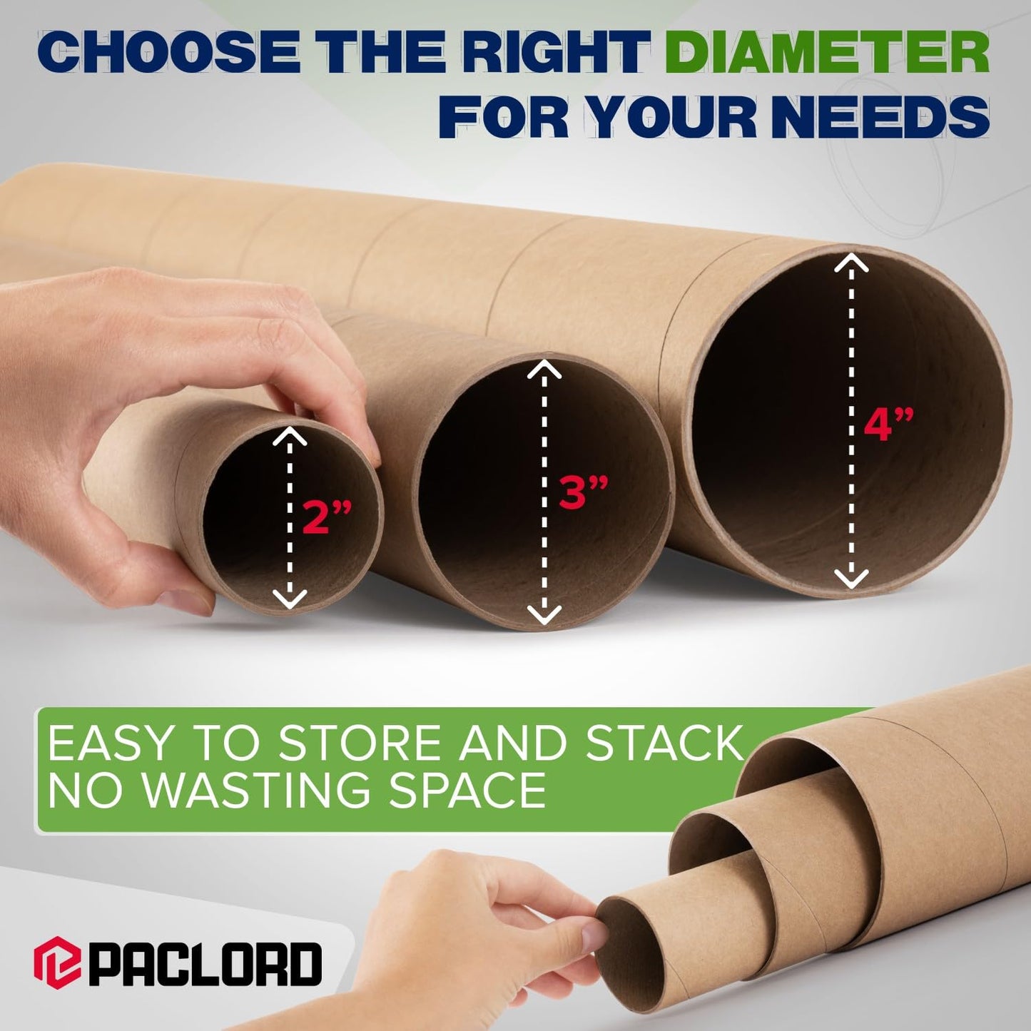 4" x 12" Reinforced Kraft Paper Mailing Tube, Pack of 6 Tubes with 12 Caps – Secure USPS Approved Poster Tube – Made in USA Cardboard Tube for Shipping and Storing Posters, Prints, Artwork