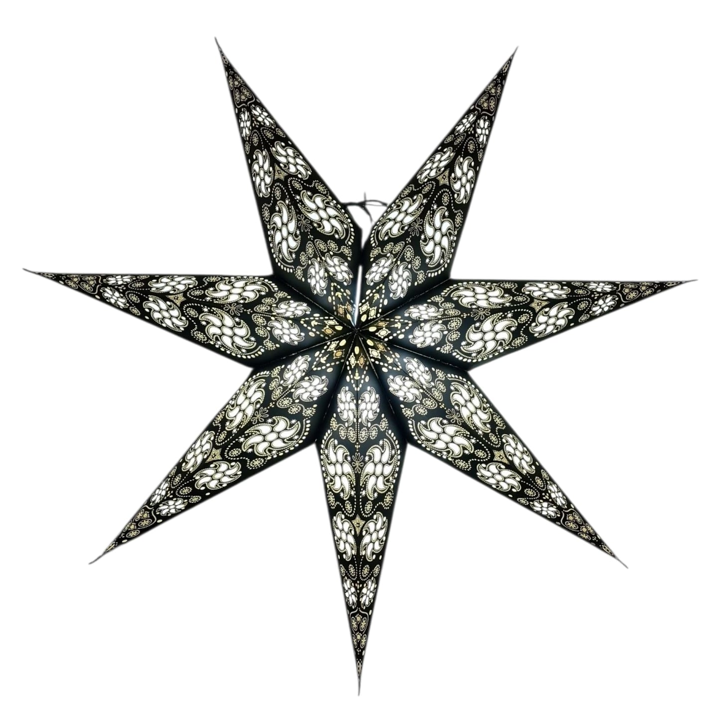 YEPSIO Lantern Lampshade Paper Star Light Shades Large 60cm Hanging Decorations for Christmas Wedding Home Decoration Birthday Party Foldable 7 Pointed Star (Black, White)