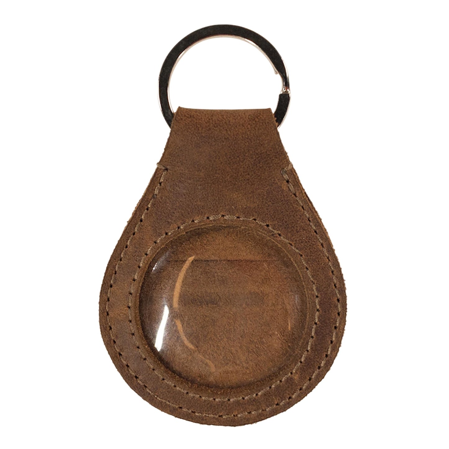 Hide & Drink, Medallion Holder Keychain, Secure Keyring Attachment for Storing Memorabilia, Keepsakes, Special Coins, Full Grain Leather, Handmade, Bourbon Brown