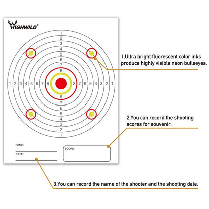 Highwild BB Trap Target (Airgun Only) with 10pcs 7" X 9" Paper Targets and 2 Spinner Targets
