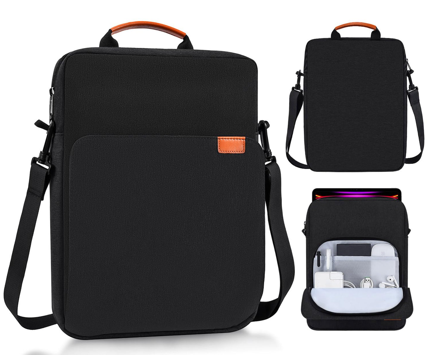 13 Inch Laptop Shoulder Bag Carrying Case for Macbook Air 13" M5 M4 A3449 A3420/ 2026 MacBook Neo A18 Pro A3404/ MacBook Pro 14" M5 M4 M3/ 13" iPad Pro/Air M5 M4, Vertical Laptop Sleeve Handbag, Black
