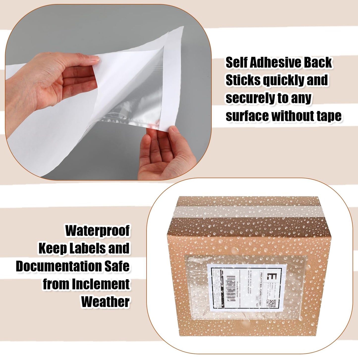 Cholemy 200 Pcs 9.5 x 12 in Clear Packing Slip Pouches Shipping Label Sleeves Adhesive Packing List Pockets Envelopes Mailing Protectors Slip Envelope Pouches Holders Cover Enclosed Bag