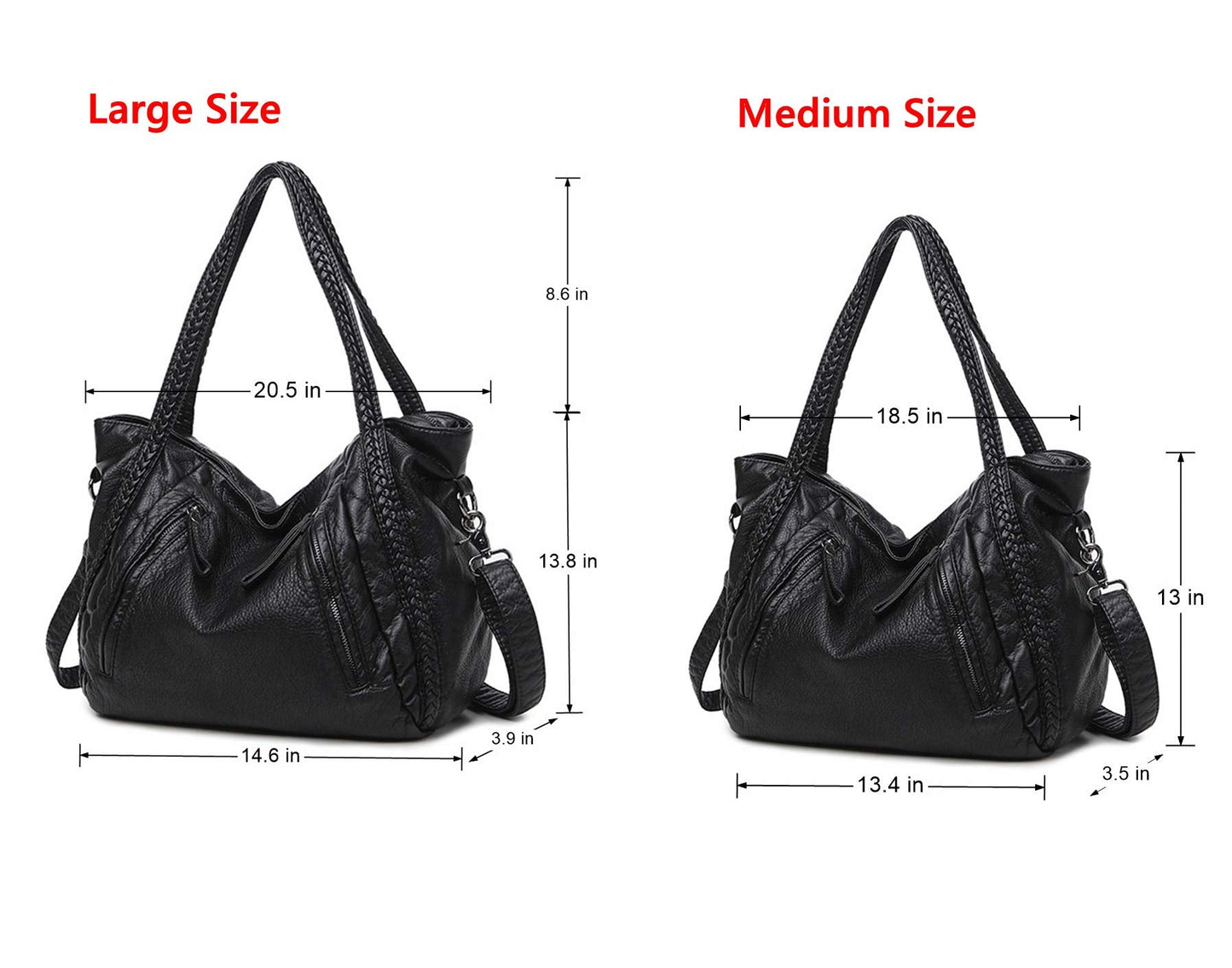 Mn&Sue Vegan Leather Hobo Bag for Women, Slouchy Shoulder Handbag with Braided Handle, Work Tote Travel Daily Purse (Medium)