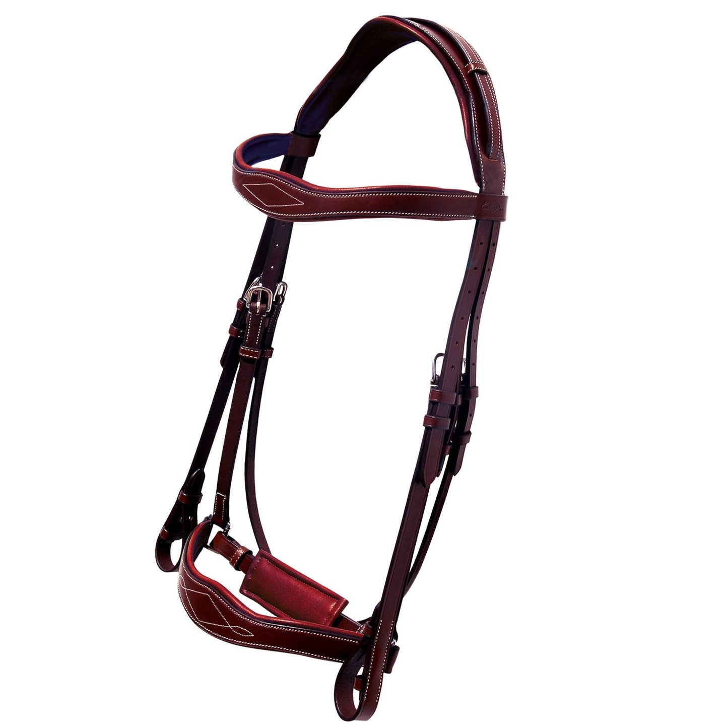 Exion Horse Dressage Bridle with Web Reins | Broad Anatomic Crownpiece, Crank Noseband & Browband & Reins with Hand Stoppers | Dressage Bridles for Horses