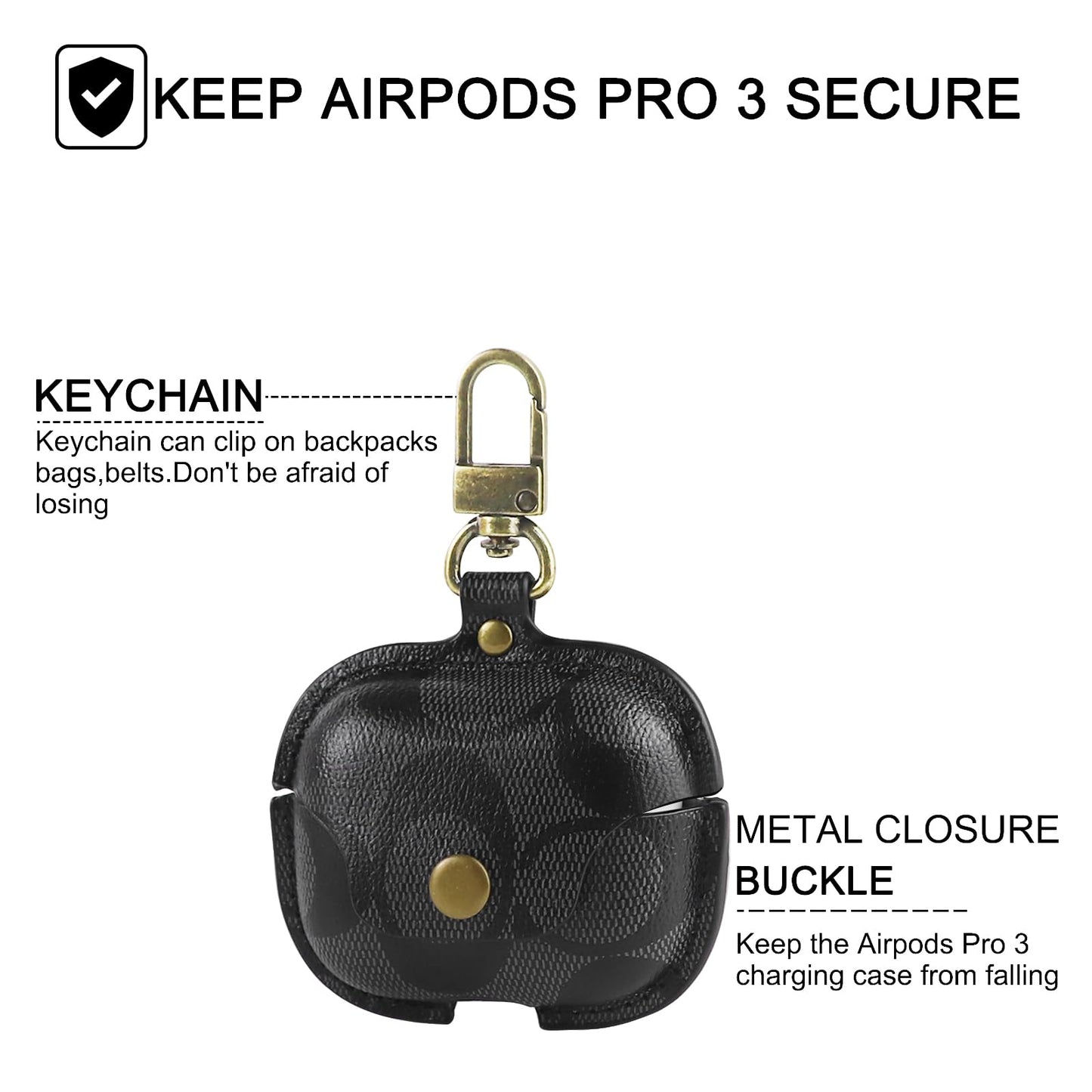 for AirPods Pro 3nd Generation Case Cover, Luxury Leather Full Body Shockproof Protective Cover for AirPods Pro 3 Gen Case for Women Men (B)