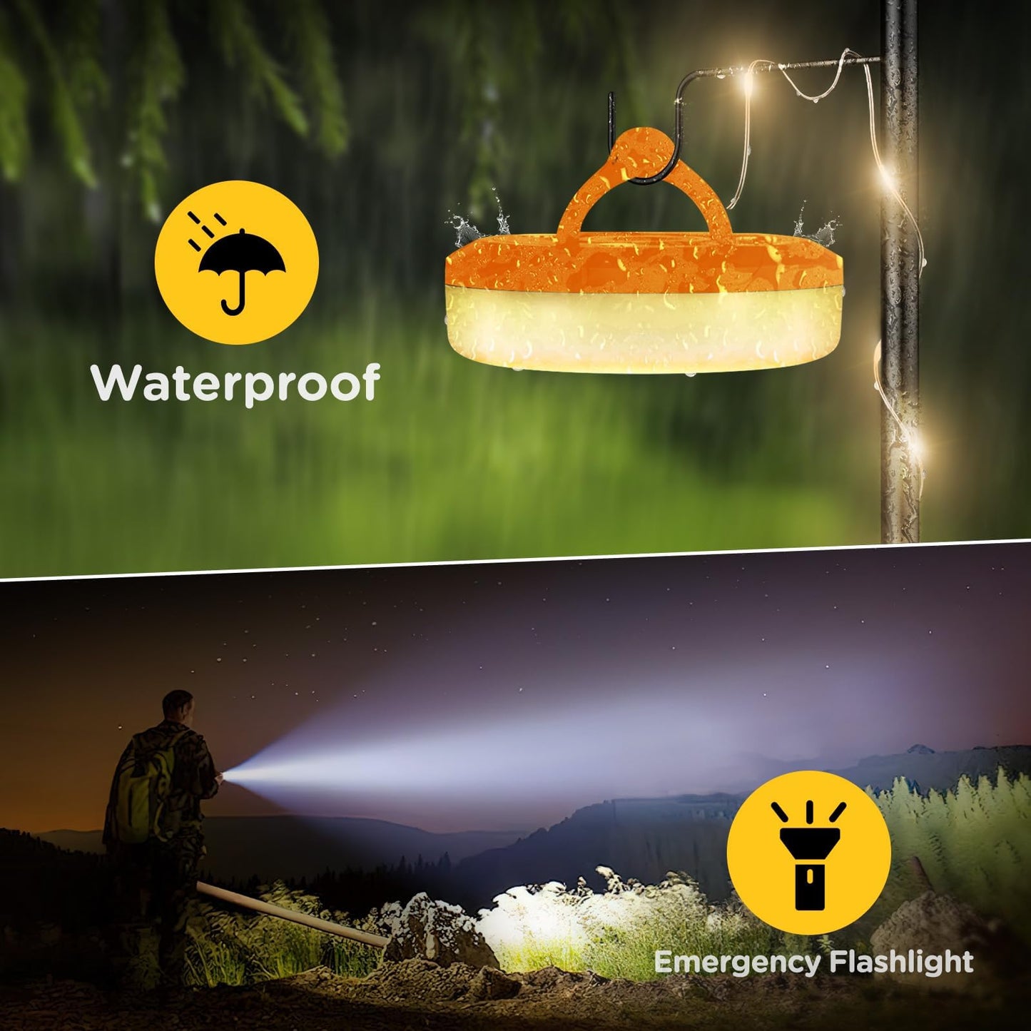 OGERY 2-Pack Camping String Lights, 32.8FT Rechargeable Christmas String Lights Outdoor/Indoor, 8 Modes 4-in-1 Quick Storage Fairy Lights Portable Lamp for Xmas Tree Decor Party Camping Essentials