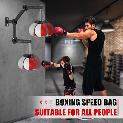 Adjustable Speed Bag for Boxing - Wall Mount Punching Bag Height Adjustable Bracket & Foldable Reflex Ball - Adults Teens and Kids Home Gym Boxing Bag Equipment - Fits Small Spaces