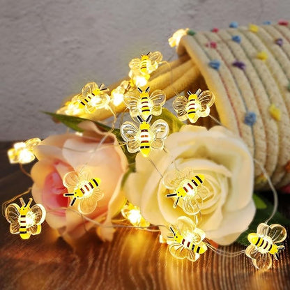 Bee Decor String Lights 10Ft 30 Led Battery Operated Bee Bumble Whimsical Decor Bee Decorations Honey Bee Gifts for DIY, Home, Classroom, Birthday, Kids Room, Garden, Wedding, Party