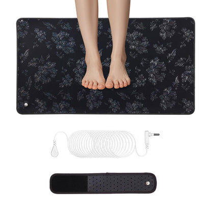 Grounding Mat for Sleep, Universal Grounding Mat for Pain Relief, Inflammation, Balance,Earth Connected Therapy. Grounding Wrist Strap and Grounding Mat Kit（23.6x13Inch）