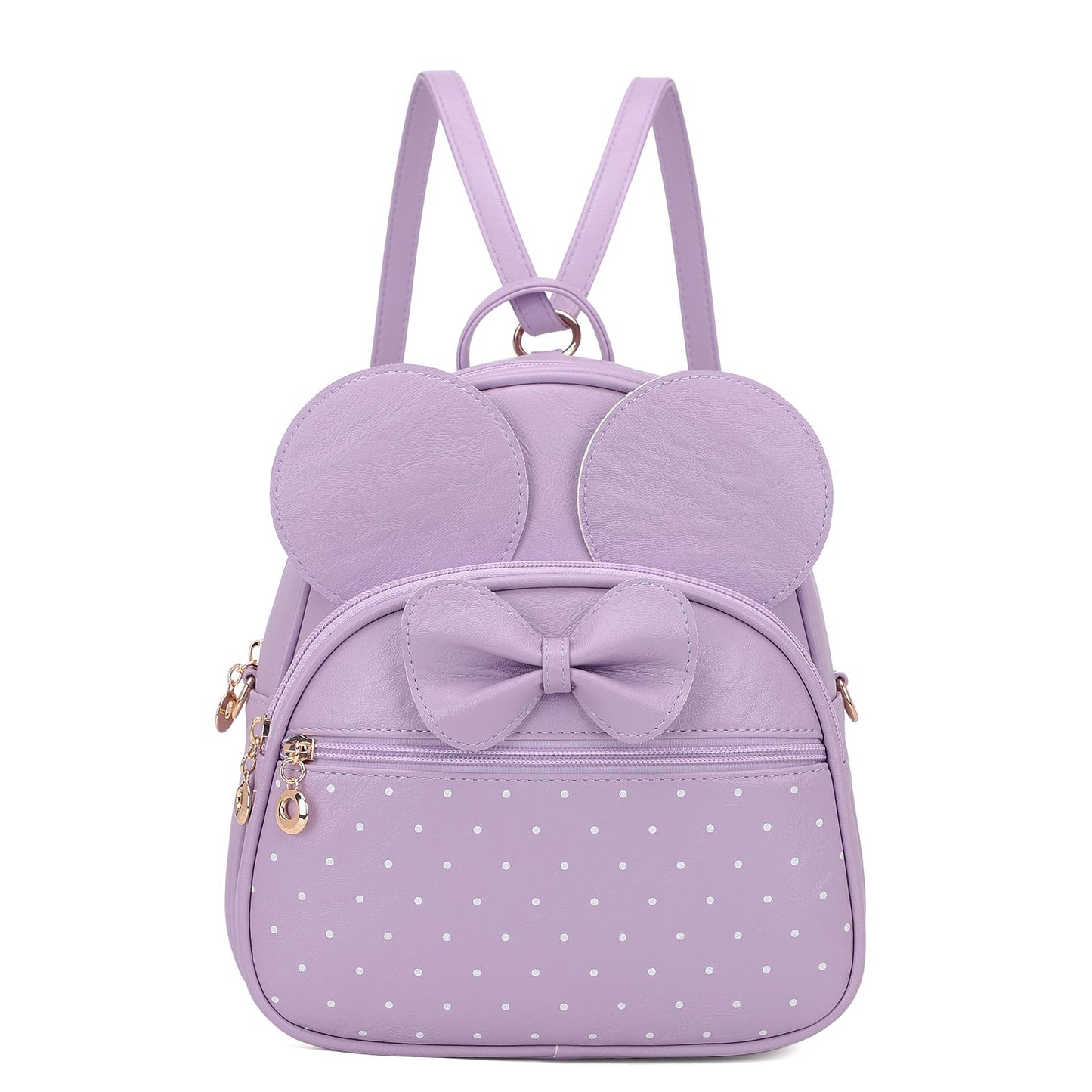 KL928 Girls Mini Backpack Bowknot Polka Dot Cute Daypacks Convertible Shoulder Bag Purse for Women (L.Purple)