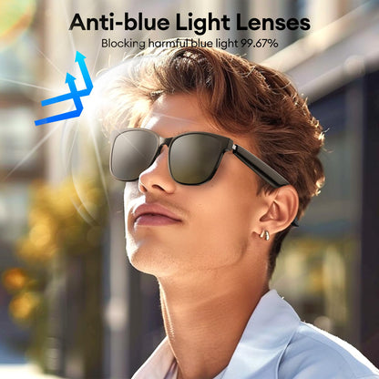 AI Smart Glasses, Bluetooth 5.4 Translation Glasses with 144 Language & Accents, Blue Light Filtering Lenses, Multifunctional Smart Glasses for Men Women, Travel Meeting Trade Business HY-C8 White
