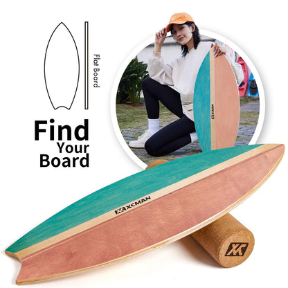 XCMAN Surf Balance Board Trainer with Roller Wooden Exercise Balancing Stability Trainer - Non Slip Surface for Adults |Balance Board Surfing,Snowboarding,Skateboarding,Hockey,Yoga