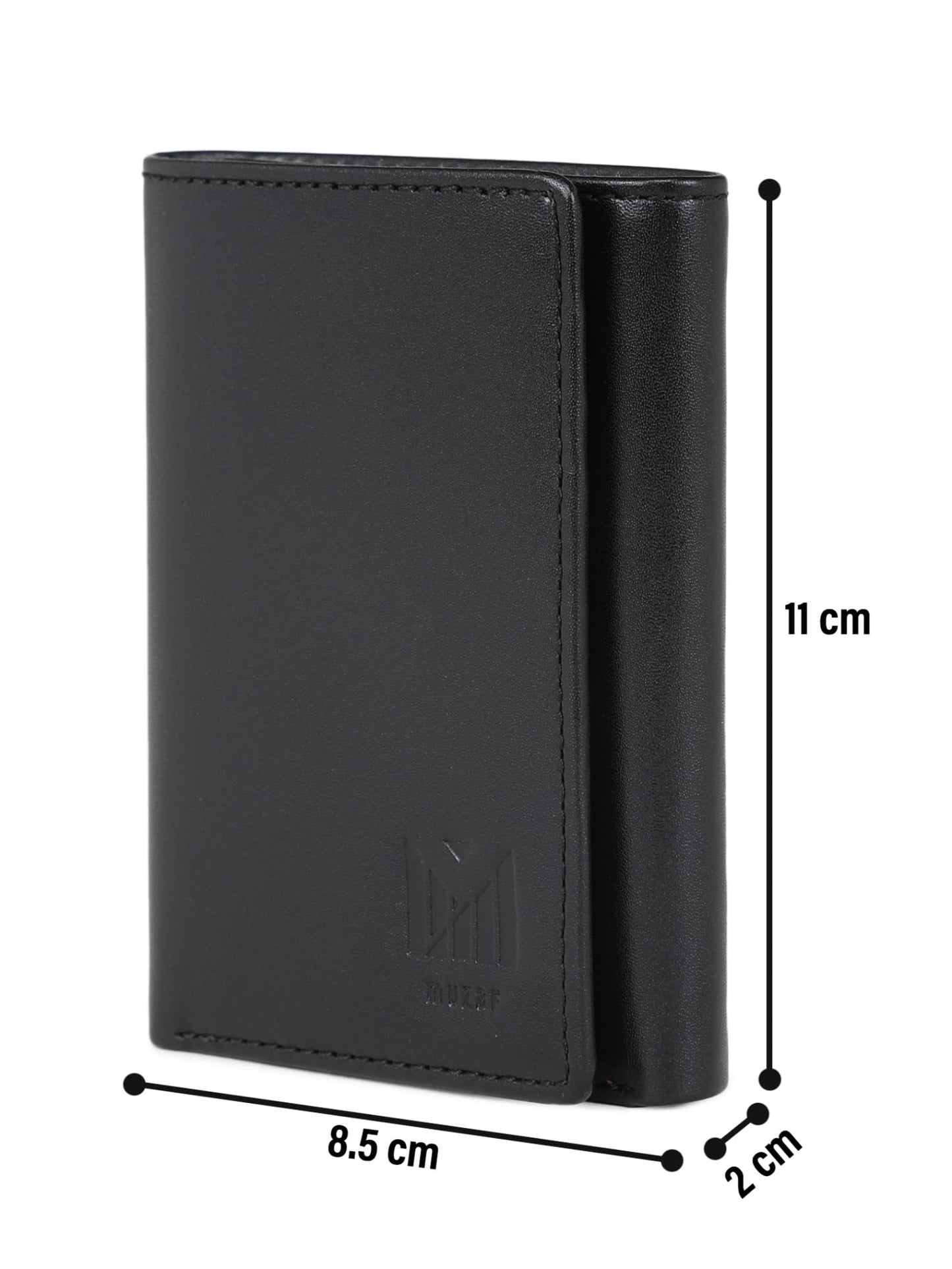 muzaf Trifold Premium Leather Wallet for Men with RFID Blocking (Black Red)