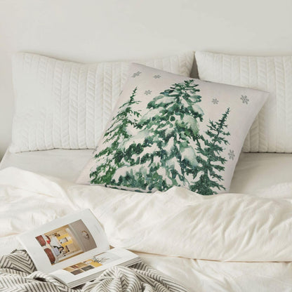 Sunshineyan Christmas Pillow Covers 18X18 Inch Set of 2 Forest Trees Christmas Decor Pillow Covers Green Throw Pillows Winter Christmas Cushion Cases Linen for Home Decor Sofa Couch Living Room