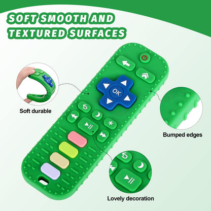 Fu Store 3 Pack Baby Teether Toy Chew Toy for Babies 0-12 Months 6-36 Months TV Remote Control Shape Teething Relief Baby Toys for Infants Learning Developmental Soothe Babies Gums Gifts Set