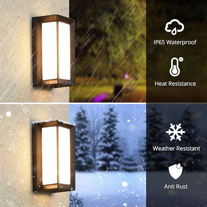 wowlite Outdoor Lights for House LED, 12W Modern Porch Light 3000K 4000K 6500K 3 Colors Changeable, Aluminum Outdoor Light Fixture Wall Mount, Exterior Lighting Fixtures for Garage Garden Patio