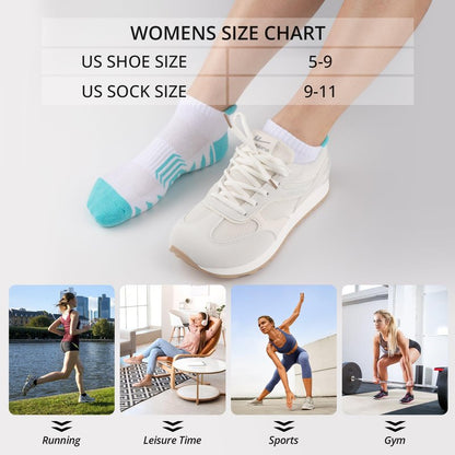 COOPLUS Ankle Socks Womens Athletic Cushioned Anti-Blister Running Cotton Low Cut Socks 6 Pairs