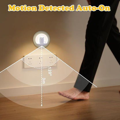 Attivolife Cat Motion Sensor Light, Rechargeable Motion Activated Night Light LED Warm White, Adjustable Brightness, Portable for Kids Adults Bathroom Bedroom Hallway Stair-Yellow
