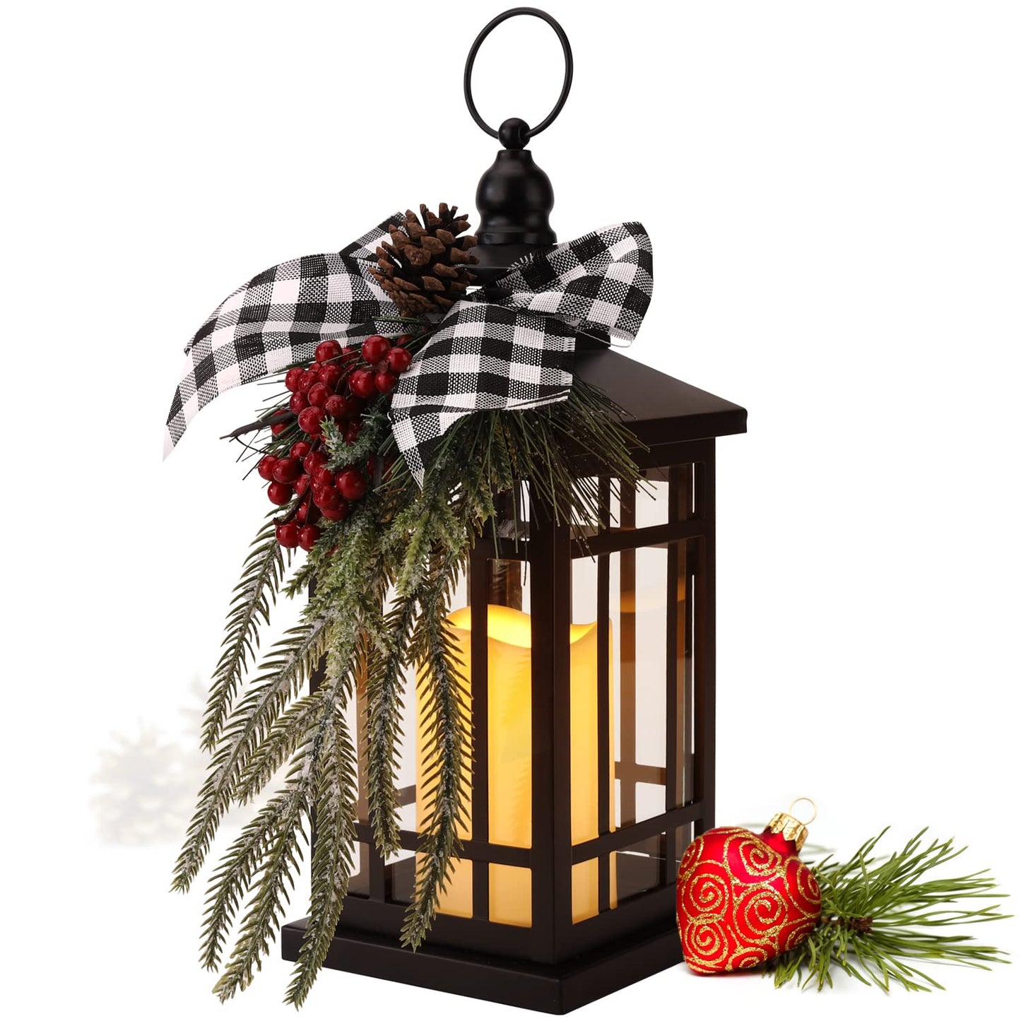 Christmas Decorations Christmas Lantern, Christmas Decorative Candle Lantern, 14 Inch Outdoor Candle Lantern Indoor Home Table Fireplace Farmhouse Decorations, Holiday Xmas Gifts