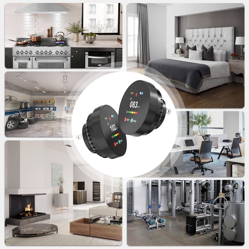 CHZHVAN LPG/Natural Gas/Charcoal Leak Detector, Plug-in Monitor, Methane and Propane Butane, Sound Alarm and LED Digital Display for Kitchen, Mobile Home, Garage