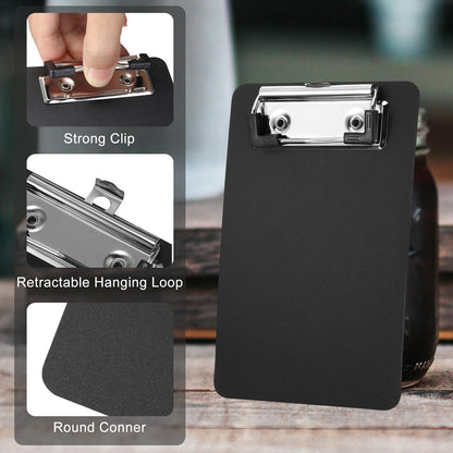 Mini Clipboard, 6 Pack 4" x 6" Small Clip Boards, Plastic Memo Clipboards with Profile Clip for Notepads, Memo Size Receipt, Pocket Lists