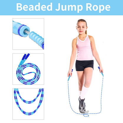 Leeboom Jump Rope, Adjustable Length Tangle-Free Segmented Soft Beaded Skipping Rope, Fitness Jump Rope for Kids, Man, and Women Weight Loss 9.2 Feet