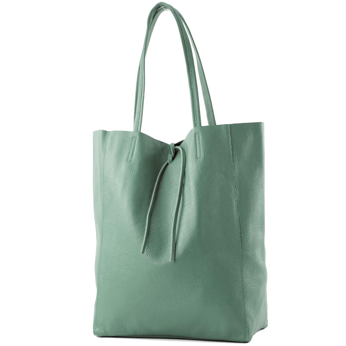 modamoda de T163 Women's Leather Shopper Shoulder Bag Large with Inner Pocket Handmade in Italy, Ocean Grey, L