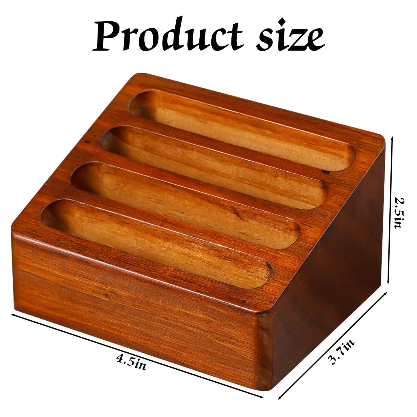 Barydat 2 Pcs Wooden Business Card Holder 4 Slots for Desk Business Card Stand Desktop for Office Study Tabletop and Home