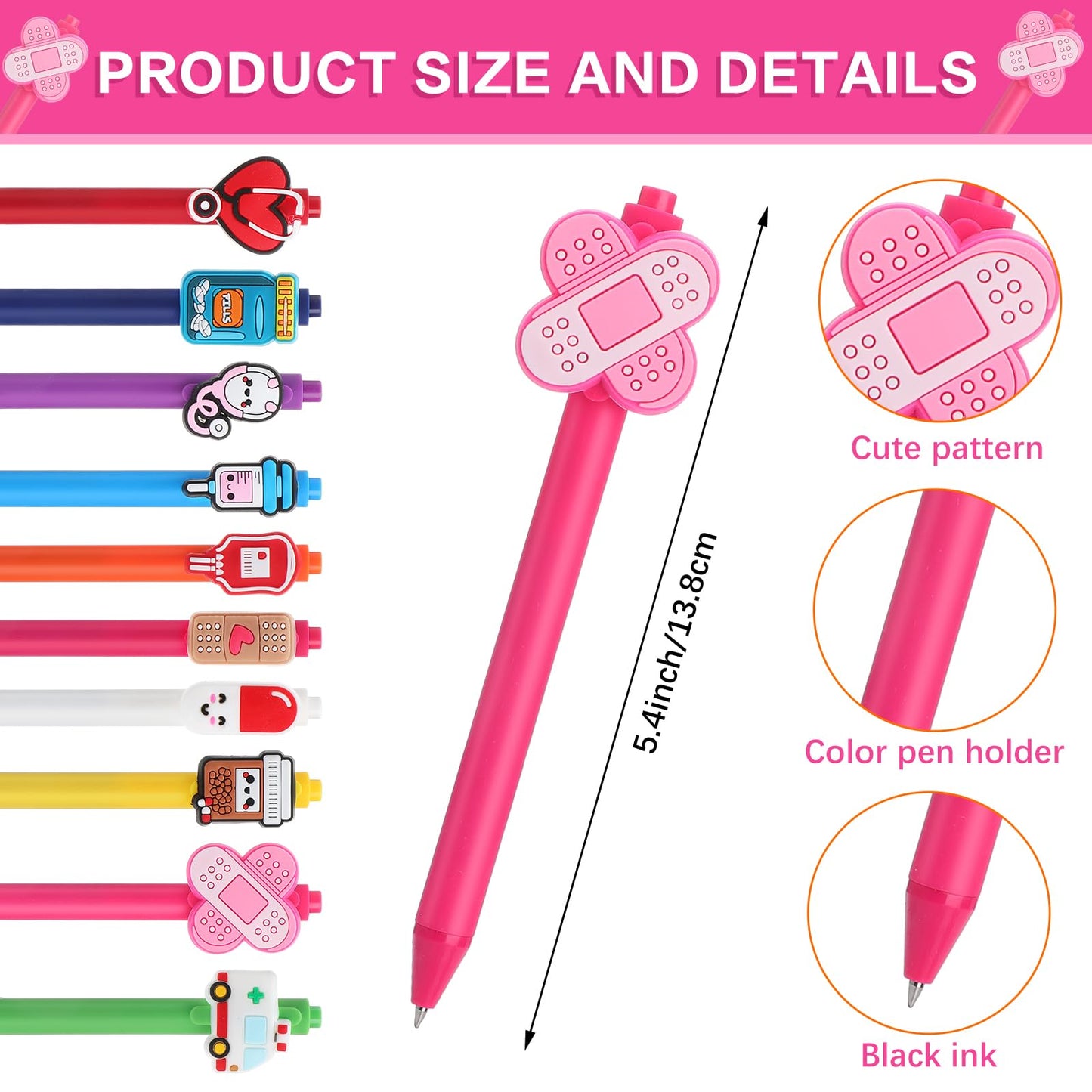 Janlaugh 40 Pcs Mini Funny Nurse Sticky Notes Cute Nursing Pens Set Nurse Pens with Medical Assistant Badge Supplies Nursing Essentials Gifts for Medical Hospital