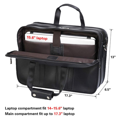 Polare 17'' Napa Leather Briefcase Laptop Attache Case Messenger Bag For Men Fits 15.6'' Laptop